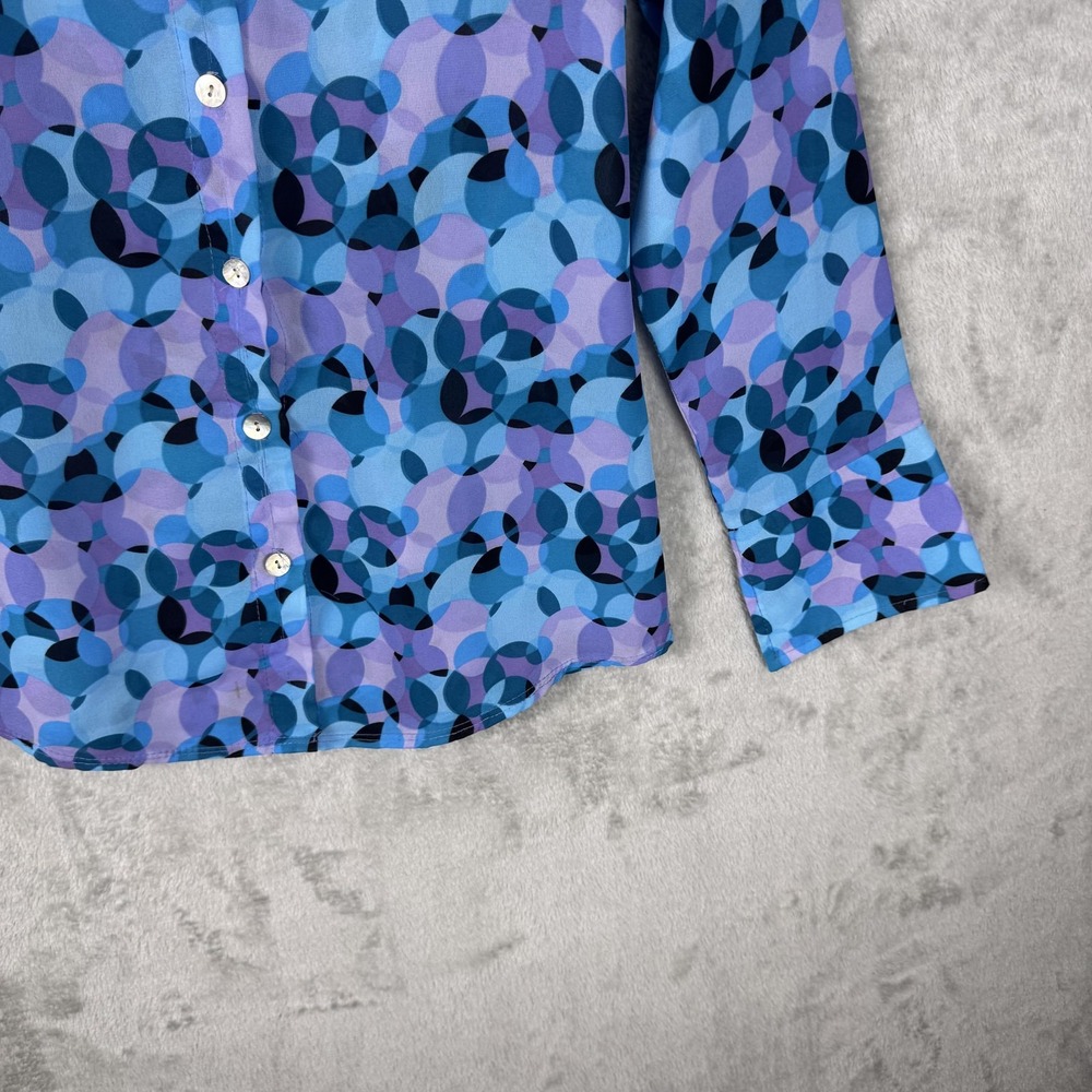 Black Market Shirt Womens Medium Blue Purple Geometric Button Up Long Sleeve USA - Picture 2 of 11
